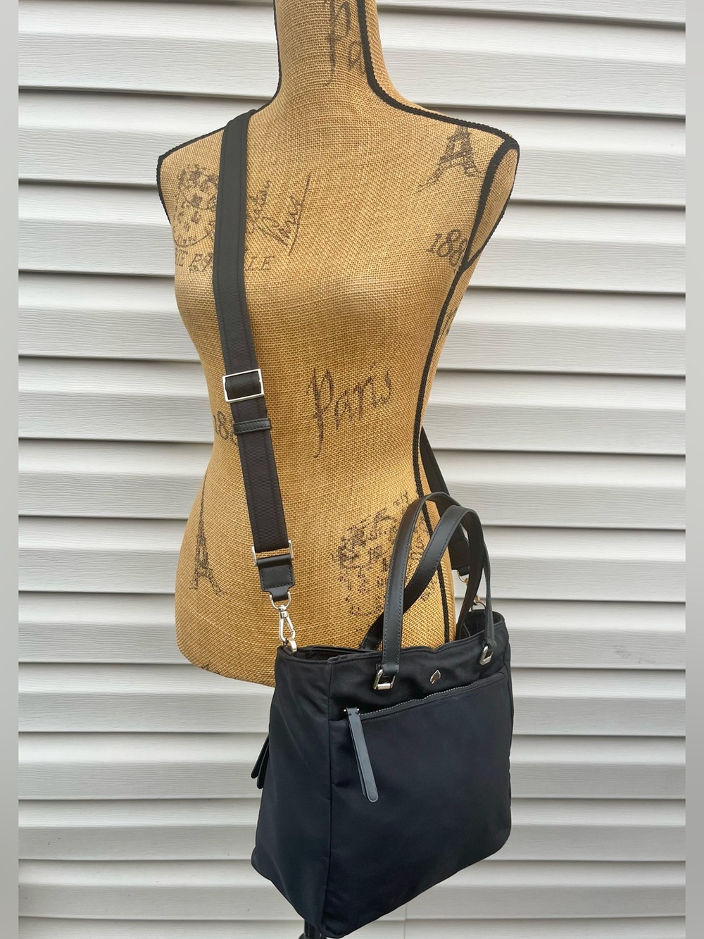 Kate Spade Jae Medium Nylon Satchel Crossbody Bag Black - Picture 12 of 15
